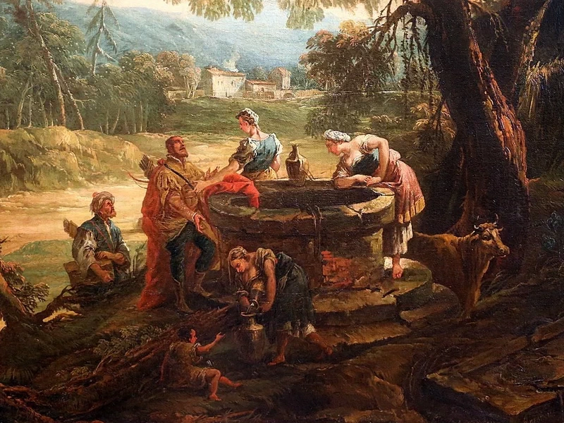 1737-Giovanni Antonio Diziani - Rebecca al pozzo - dettaglio